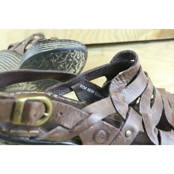 Born Sandals Womens 7 Brown Leather Platform Wedge 38 Genesis Buckle Shoes - Picture 5 of 7
